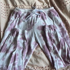 medium pink and white tie-dye garage sweatpants